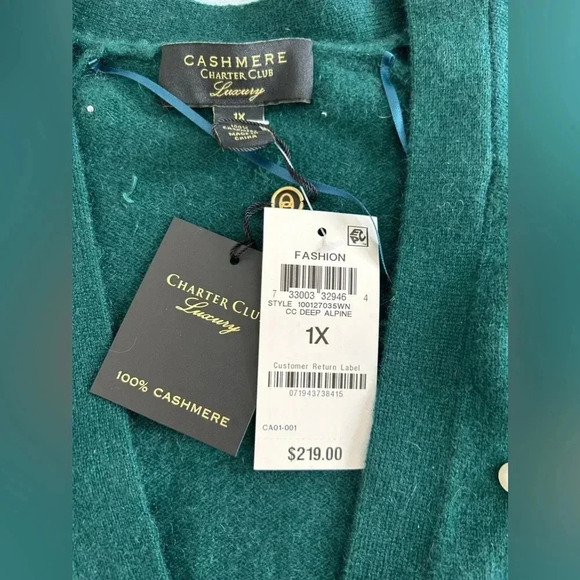 100% Cashmere Cardigan With Diamonds and Pearls - Picture 5 of 9